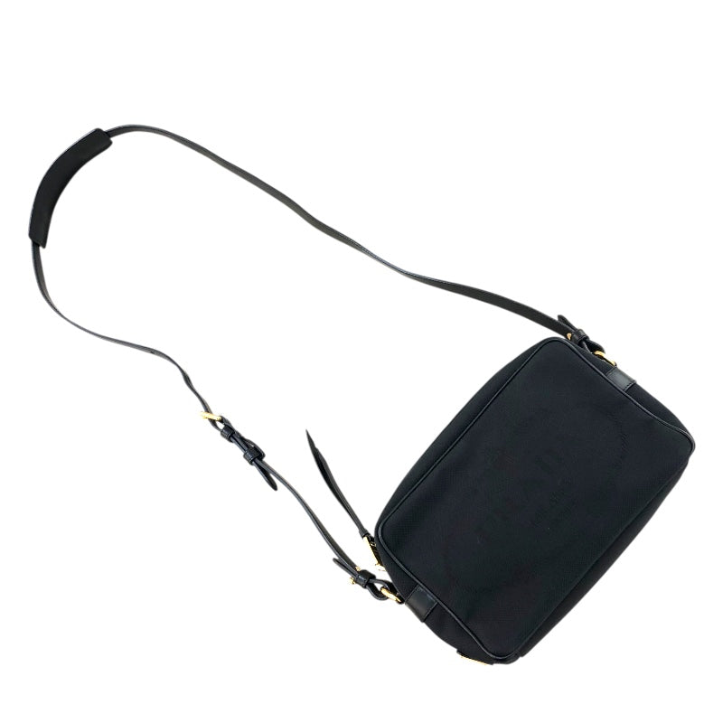 プラダ PRADA ジャガードロゴショルダーバッグ 1BH089 ブラック 　ゴールド金具 ナイロンジャガード レディース ショルダーバッグ