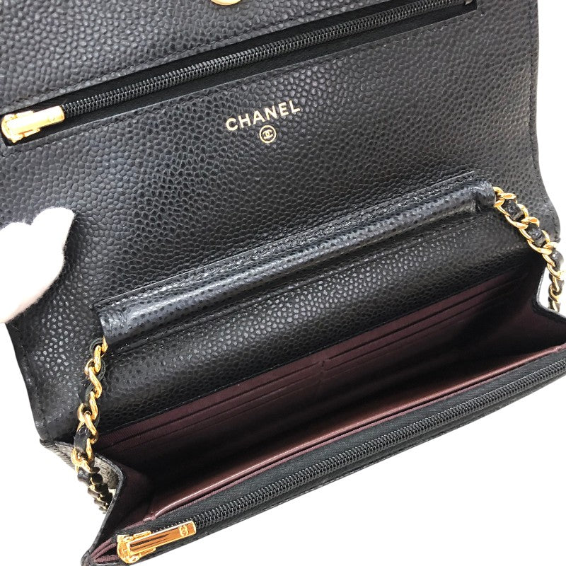 シャネル CHANEL マトラッセチェーンウォレット AP0250 ブラック ゴールド金具 キャビアスキン レディース ウォレットチェーン