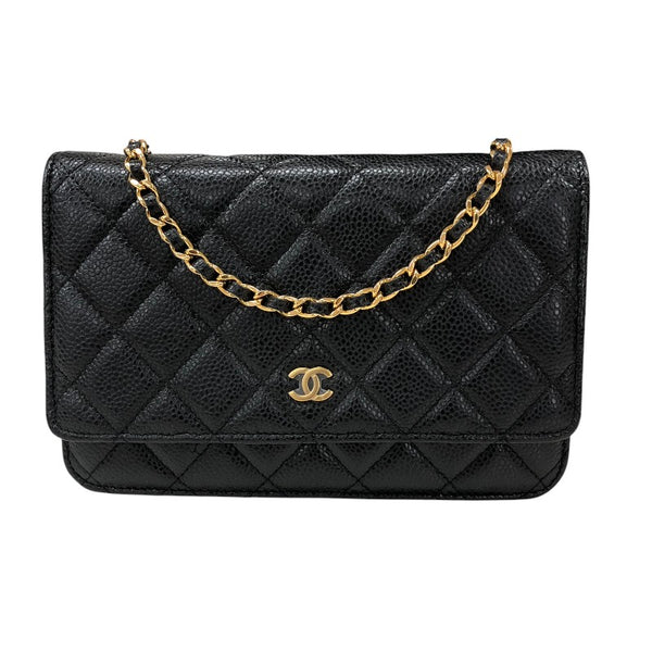 シャネル CHANEL マトラッセチェーンウォレット AP0250 ブラック ゴールド金具 キャビアスキン レディース ウォレットチェーン
