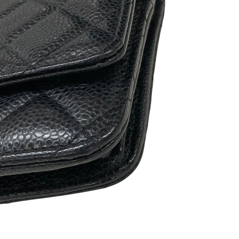 シャネル CHANEL マトラッセチェーンウォレット AP0250 ブラック ゴールド金具 キャビアスキン レディース ウォレットチェーン