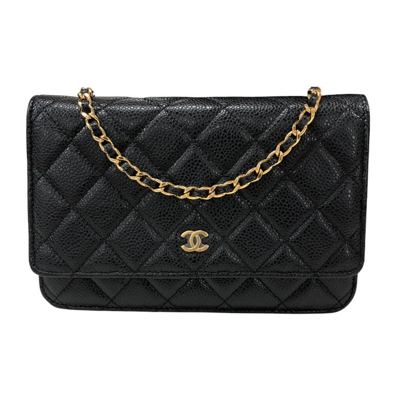 シャネル CHANEL マトラッセチェーンウォレット AP0250 ブラック ゴールド金具 キャビアスキン レディース ウォレットチェーン