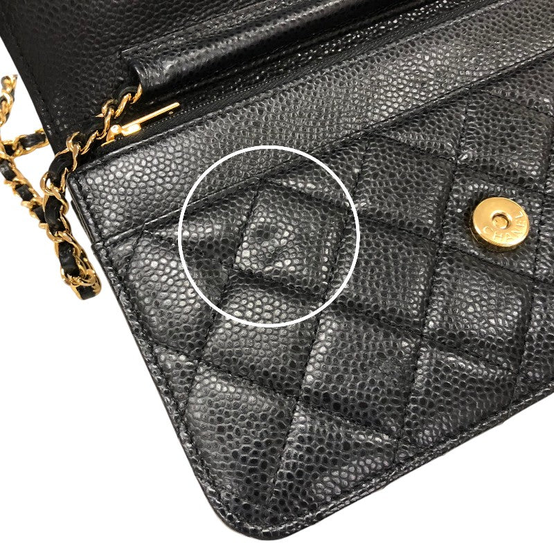 シャネル CHANEL マトラッセチェーンウォレット AP0250 ブラック ゴールド金具 キャビアスキン レディース ウォレットチェーン