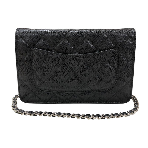 シャネル CHANEL マトラッセチェーンウォレット AP0250 ブラック シルバー金具 キャビアスキン レディース ウォレットチェーン