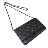 シャネル CHANEL マトラッセチェーンウォレット AP0250 ブラック シルバー金具 キャビアスキン レディース ウォレットチェーン