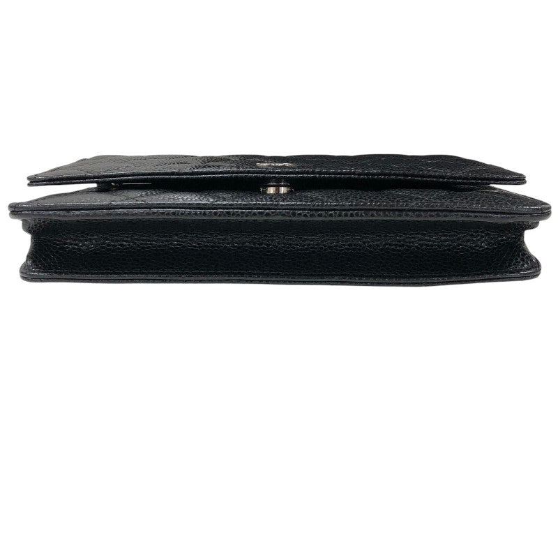 シャネル CHANEL マトラッセチェーンウォレット AP0250 ブラック シルバー金具 キャビアスキン レディース ウォレットチェーン