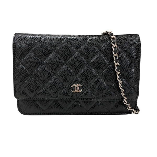シャネル CHANEL マトラッセチェーンウォレット AP0250 ブラック シルバー金具 キャビアスキン レディース ウォレットチェーン