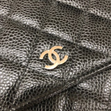 シャネル CHANEL マトラッセチェーンウォレット AP0250 ブラック シルバー金具 キャビアスキン レディース ウォレットチェーン