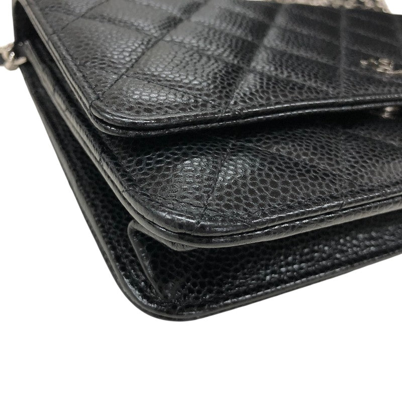 シャネル CHANEL マトラッセチェーンウォレット AP0250 ブラック シルバー金具 キャビアスキン レディース ウォレットチェーン