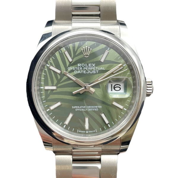 ロレックス ROLEX デイトジャスト36 パームモチーフ 126200 オリーブグリーン SS メンズ 腕時計