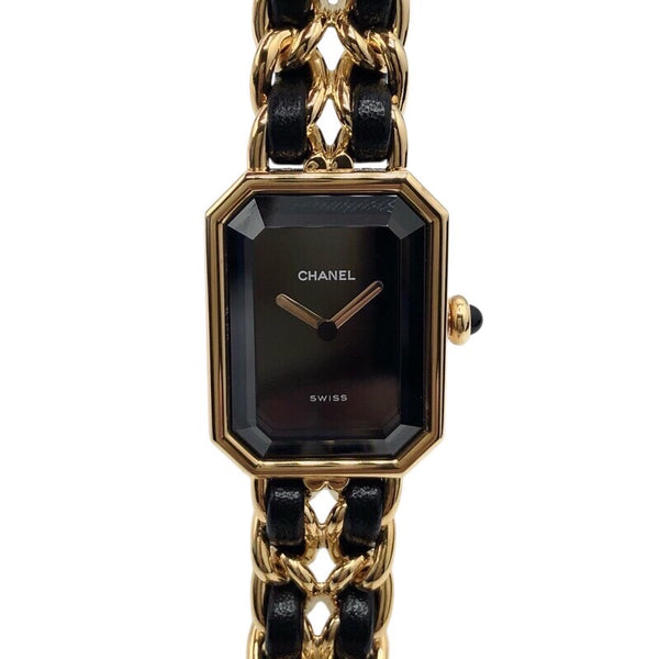 シャネル CHANEL プルミエール L H0001 ブラック GP レディース 腕時計
