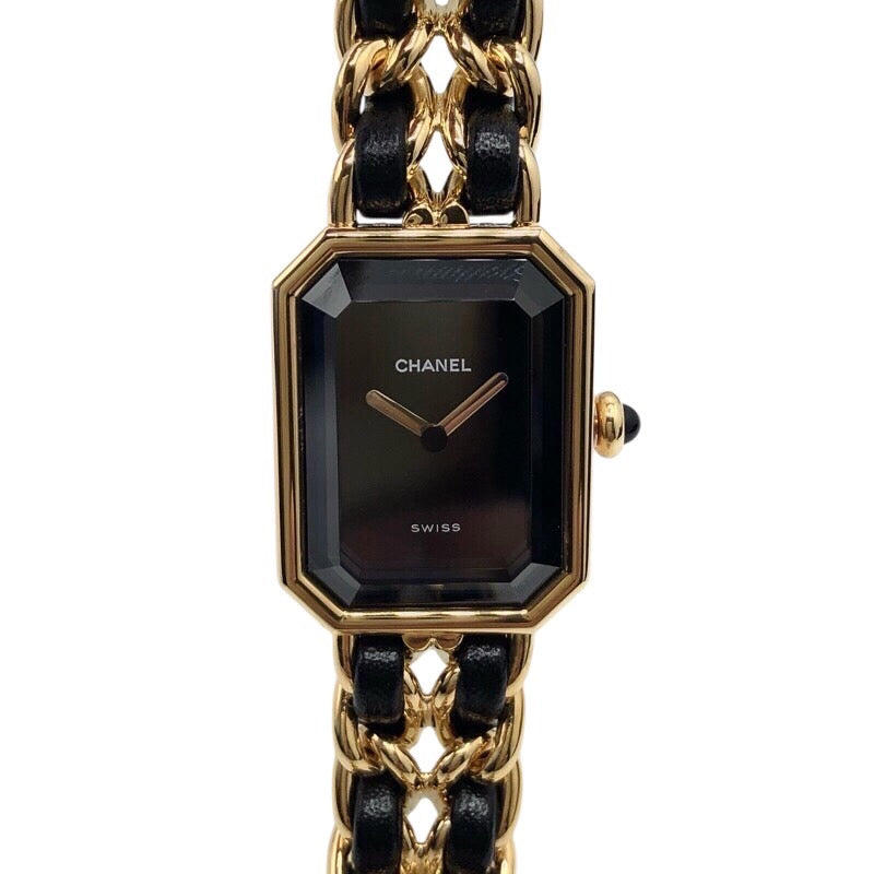 シャネル CHANEL プルミエール L H0001 ブラック GP レディース 腕時計