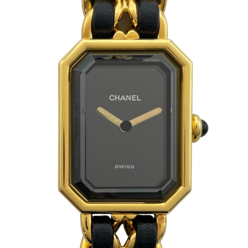 シャネル CHANEL プルミエールM H0001 ブラック GP レディース 腕時計