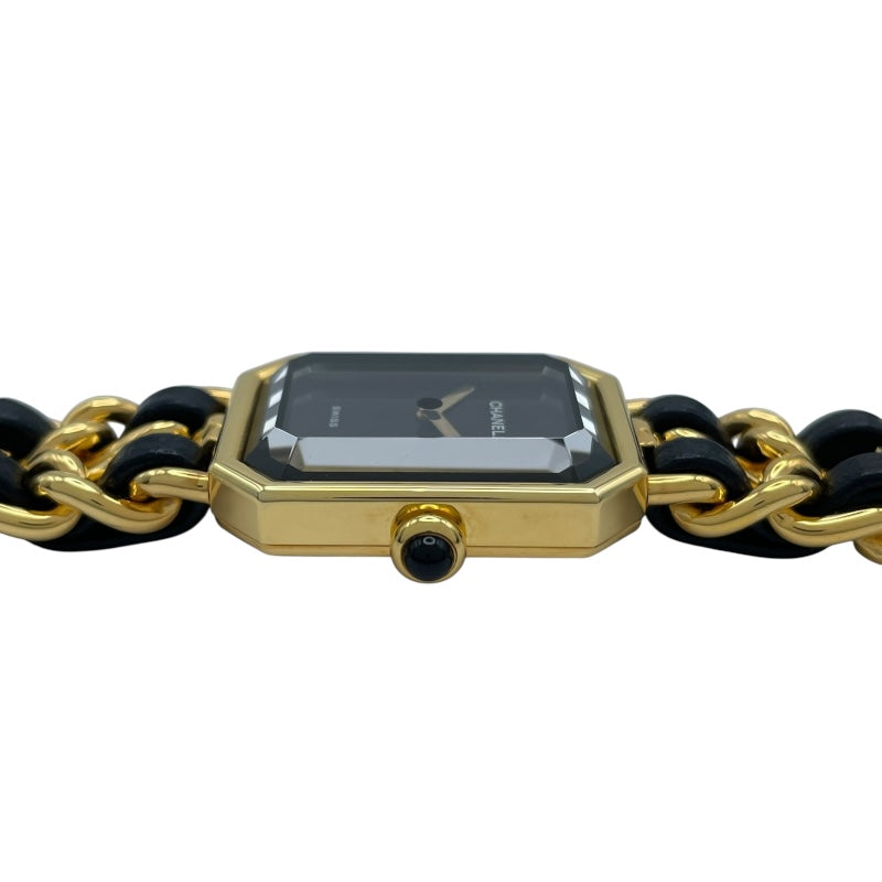 シャネル CHANEL プルミエールM H0001 ブラック GP レディース 腕時計