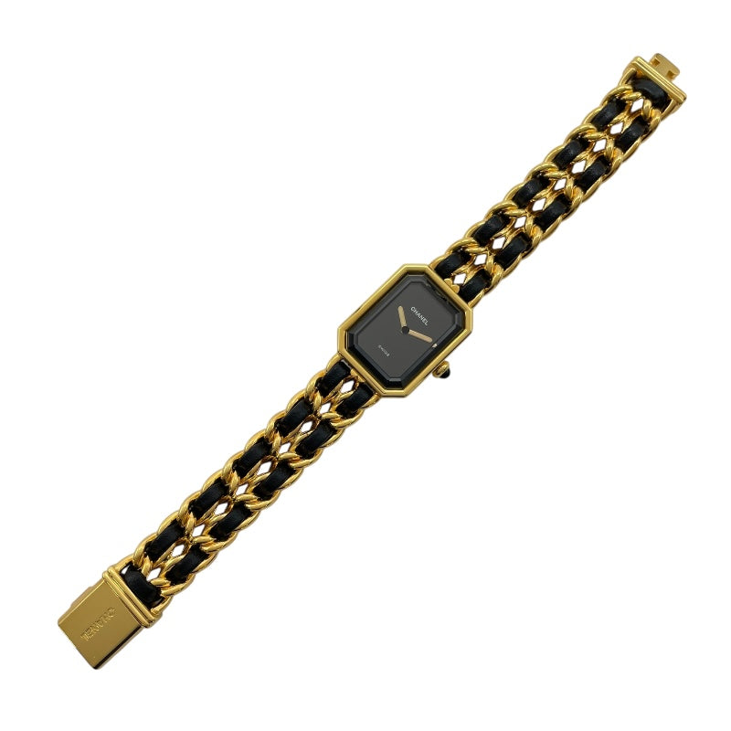 シャネル CHANEL プルミエールM H0001 ブラック GP レディース 腕時計