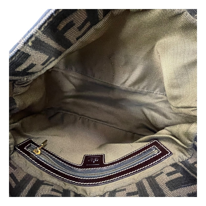 フェンディ FENDI ズッカ柄 マンマバケット ブラウン キャンバス レディース ハンドバッグ