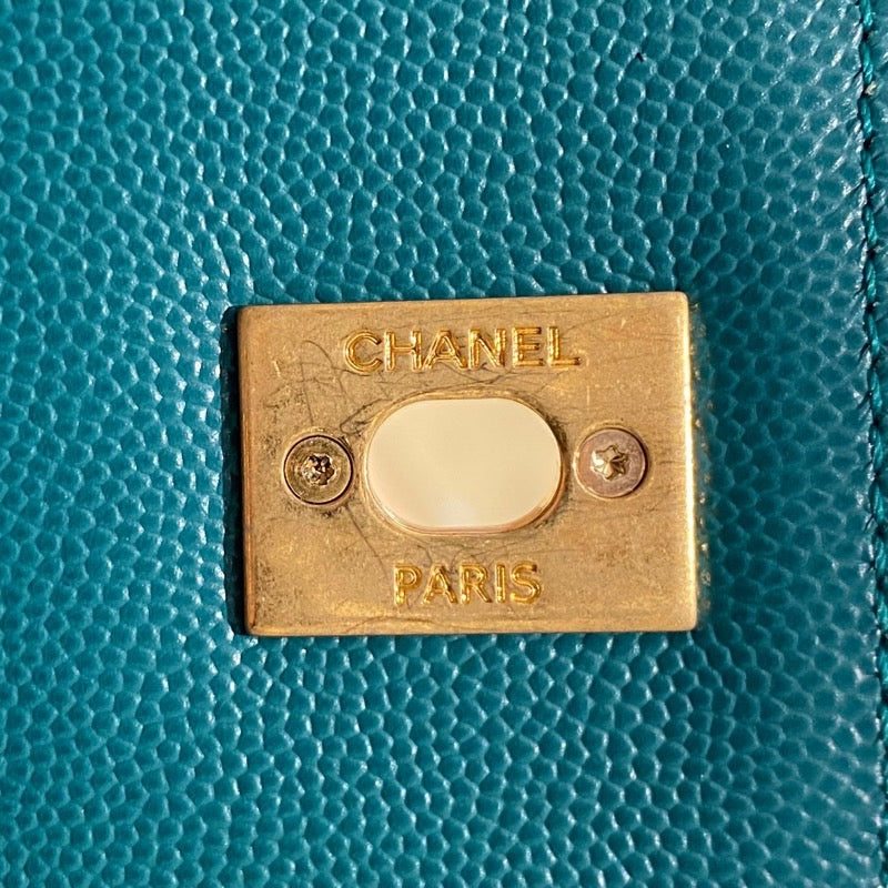 シャネル CHANEL ココハンドル ラージ A92991 グリーン ブラウン GD金具 キャビア・リザード レディース ショルダーバッグ