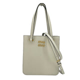 ミュウミュウ miu miu マドラス 2WAY 5BA231 ホワイト GD金具 レザー レディース ショルダーバッグ
