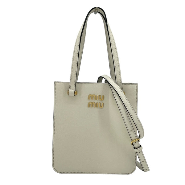 ミュウミュウ miu miu マドラス 2WAY 5BA231 ホワイト GD金具 レザー レディース ショルダーバッグ