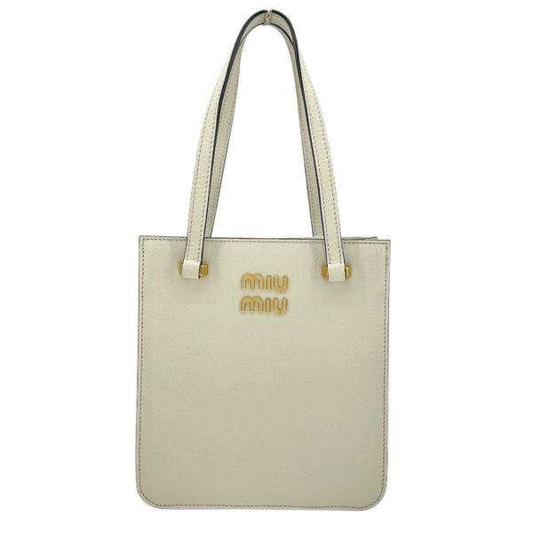ミュウミュウ miu miu マドラス 2WAY 5BA231 ホワイト GD金具 レザー レディース ショルダーバッグ