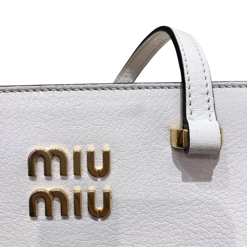 ミュウミュウ miu miu マドラス 2WAY 5BA231 ホワイト GD金具 レザー レディース ショルダーバッグ