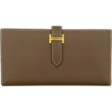エルメス HERMES ベアンスフレ C刻 エトゥープ GD金具 エプソン レディース 長財布