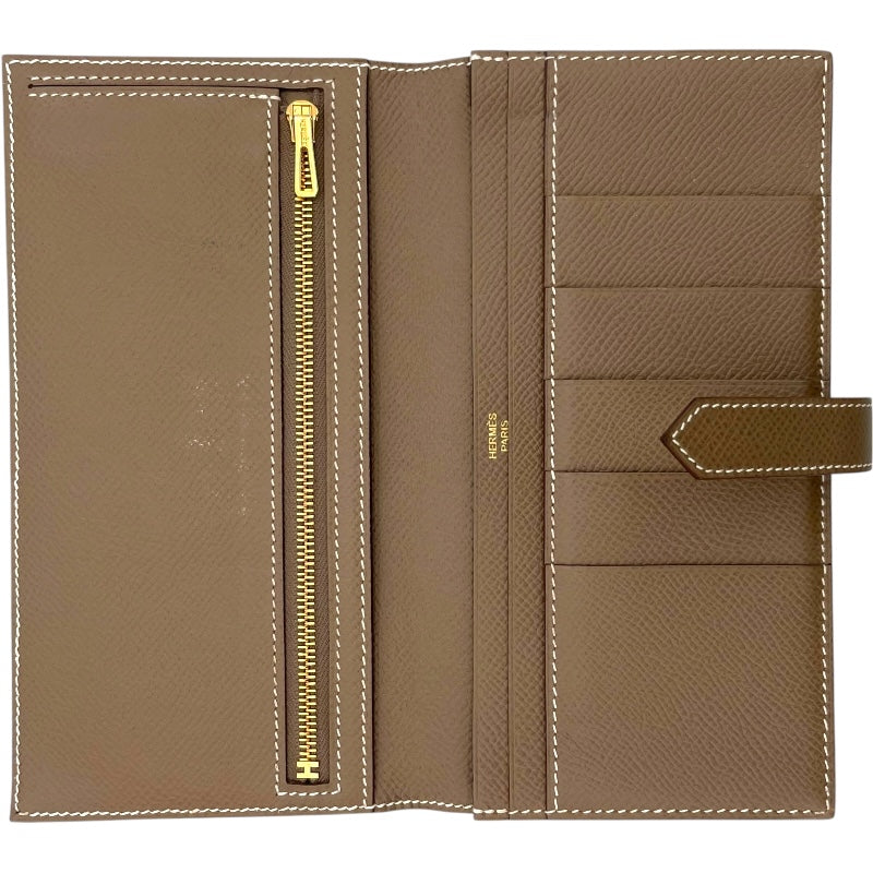 エルメス HERMES ベアンスフレ C刻 エトゥープ GD金具 エプソン レディース 長財布
