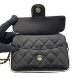 シャネル CHANEL チェーンクラッチ AP4516 ブラックxホワイト GD金具 ラム レディース ショルダーバッグ