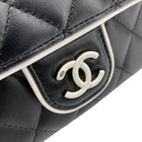 シャネル CHANEL チェーンクラッチ AP4516 ブラックxホワイト GD金具 ラム レディース ショルダーバッグ
