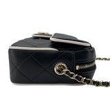 シャネル CHANEL チェーンクラッチ AP4516 ブラックxホワイト GD金具 ラム レディース ショルダーバッグ