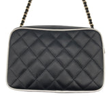 シャネル CHANEL チェーンクラッチ AP4516 ブラックxホワイト GD金具 ラム レディース ショルダーバッグ