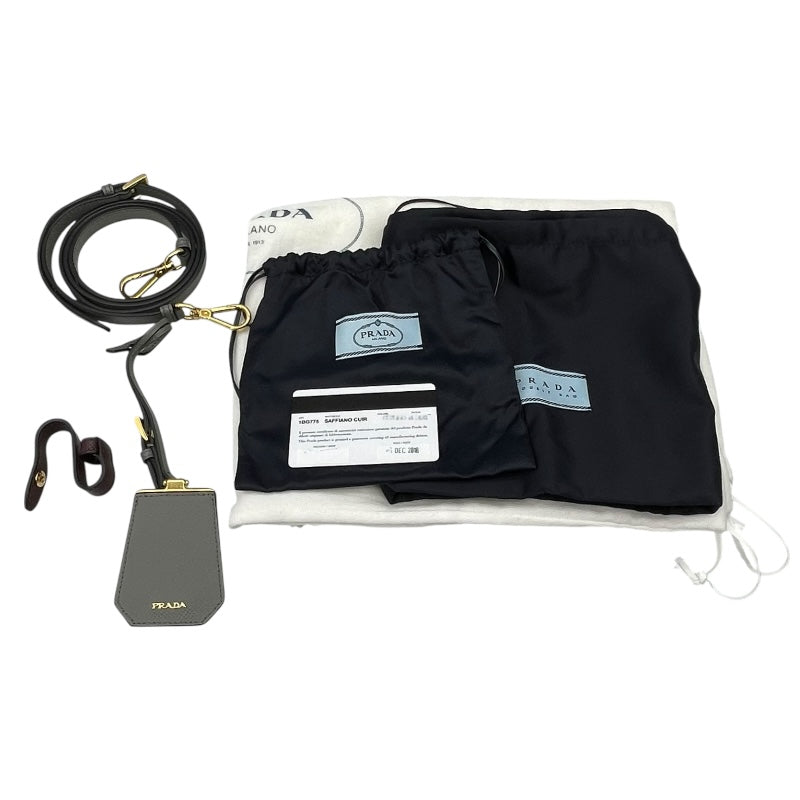 プラダ PRADA ダブルバッグ 1BG775 グレー GD金具 サフィアーノレザー レディース ショルダーバッグ