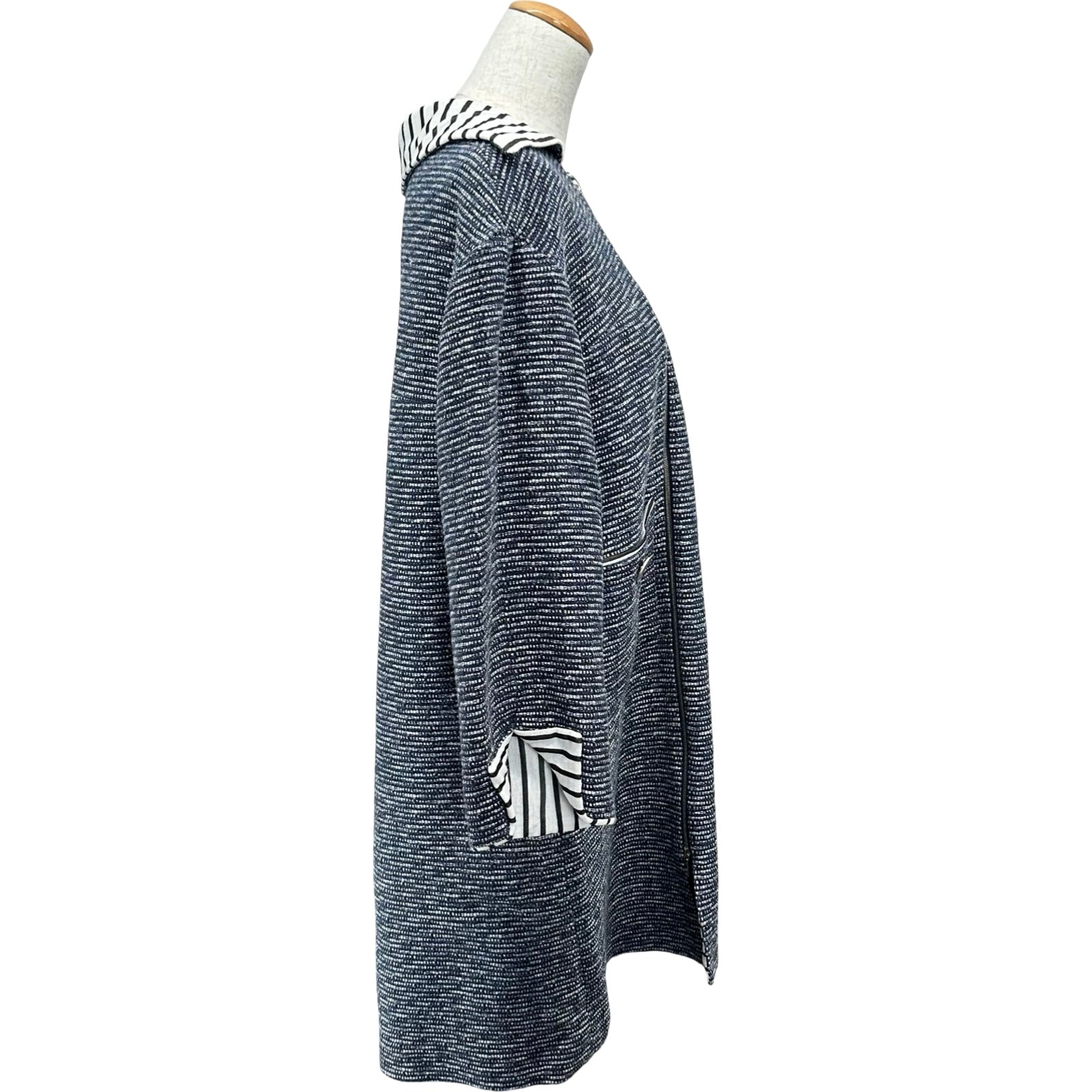 シャネル CHANEL ダブルジップツイードコート P56027 ネイビー