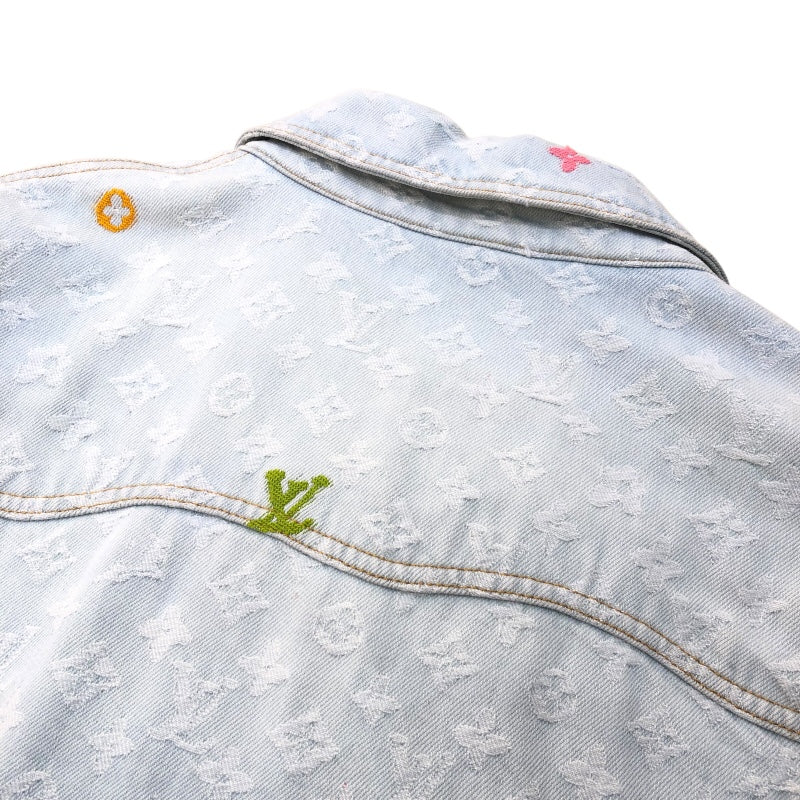 ルイ・ヴィトン LOUIS VUITTON モノグラムデニム総柄ジャケット 24AW HRA01X ブルー デニム メンズ デニムジャケット