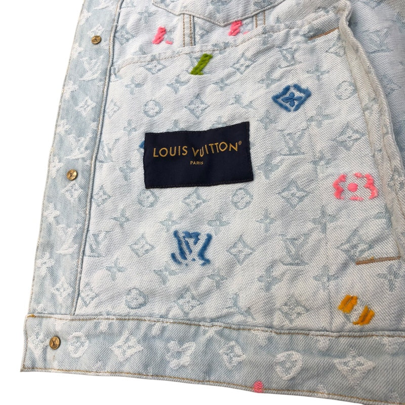 ルイ・ヴィトン LOUIS VUITTON モノグラムデニム総柄ジャケット 24AW HRA01X ブルー デニム メンズ デニムジャケット