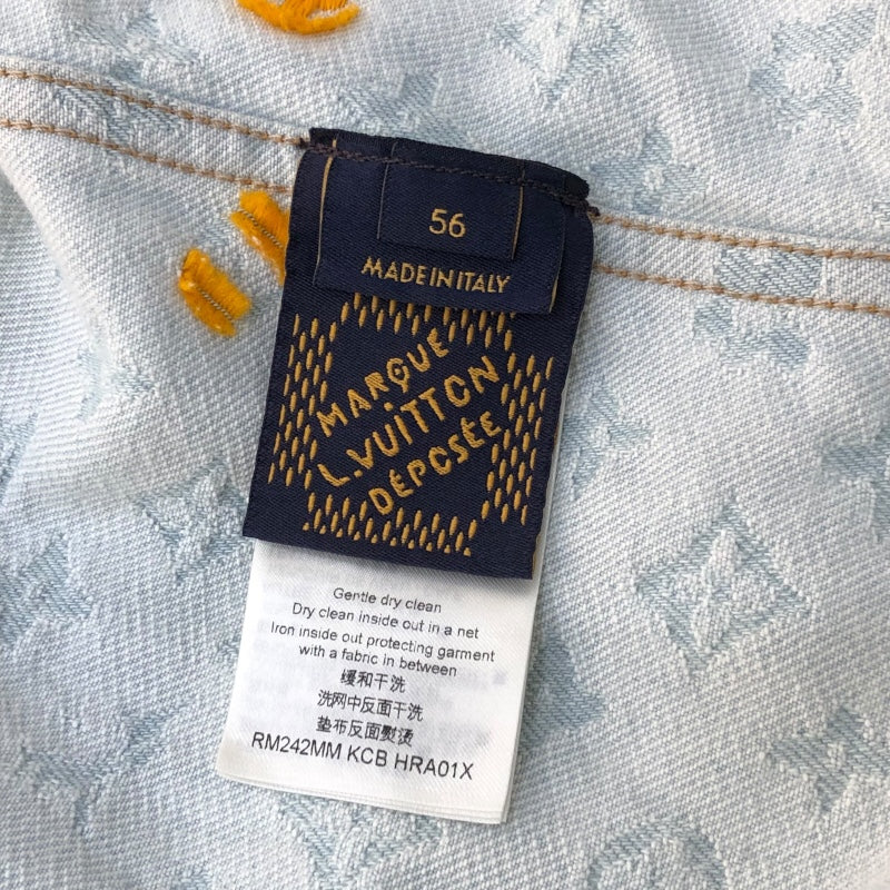 ルイ・ヴィトン LOUIS VUITTON モノグラムデニム総柄ジャケット 24AW HRA01X ブルー デニム メンズ デニムジャケット