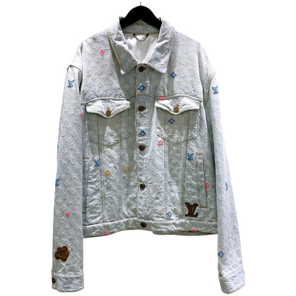 ルイ・ヴィトン LOUIS VUITTON モノグラムデニム総柄ジャケット 24AW HRA01X ブルー デニム メンズ デニムジャケット