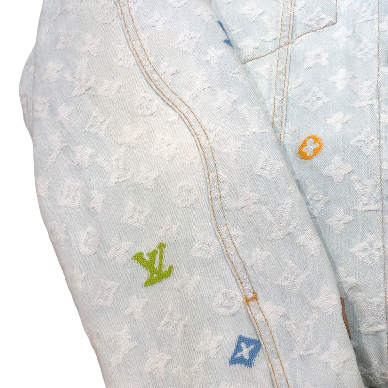 ルイ・ヴィトン LOUIS VUITTON モノグラムデニム総柄ジャケット 24AW HRA01X ブルー デニム メンズ デニムジャケット