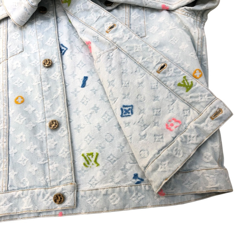 ルイ・ヴィトン LOUIS VUITTON モノグラムデニム総柄ジャケット 24AW HRA01X ブルー デニム メンズ デニムジャケット
