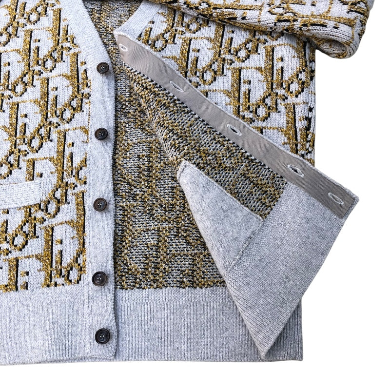 クリスチャン・ディオール Christian Dior オブリーク総柄ニットカーディガン 213M233AT393 グレー ウール メンズ カーディガン
