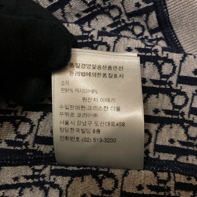 クリスチャン・ディオール Christian Dior オブリーク総柄 ジップアップパーカー 113M221AT225 ネイビー コットン/カシミヤ メンズ パーカー