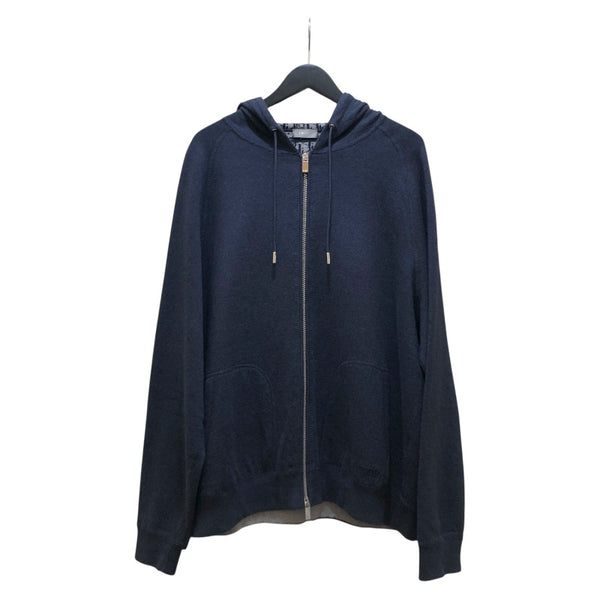 クリスチャン・ディオール Christian Dior オブリーク総柄 ジップアップパーカー 113M221AT225 ネイビー コットン/カシミヤ メンズ パーカー