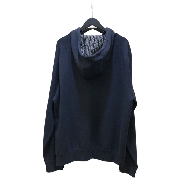 クリスチャン・ディオール Christian Dior オブリーク総柄 ジップアップパーカー 113M221AT225 ネイビー コットン/カシミヤ メンズ パーカー
