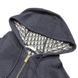 クリスチャン・ディオール Christian Dior オブリーク総柄 ジップアップパーカー 113M221AT225 ネイビー コットン/カシミヤ メンズ パーカー