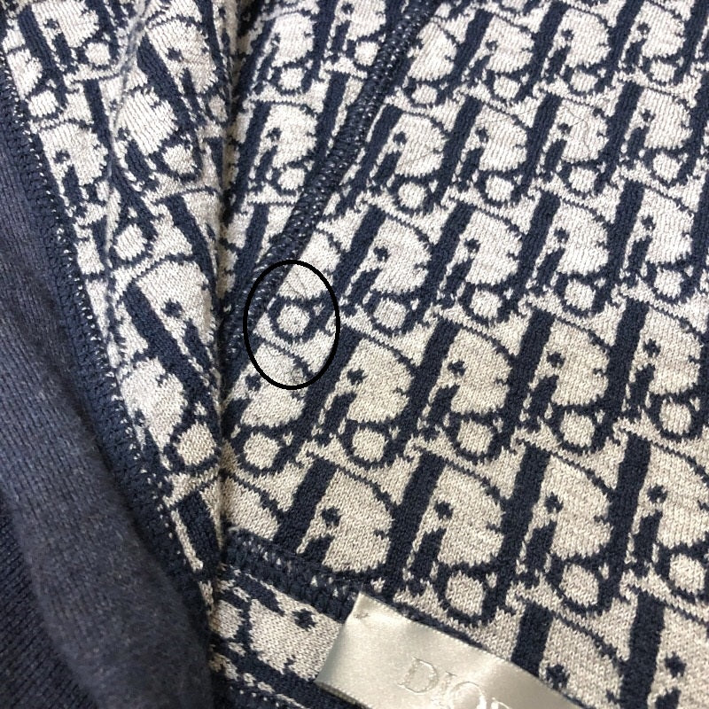 クリスチャン・ディオール Christian Dior オブリーク総柄 ジップアップパーカー 113M221AT225 ネイビー コットン/カシミヤ メンズ パーカー