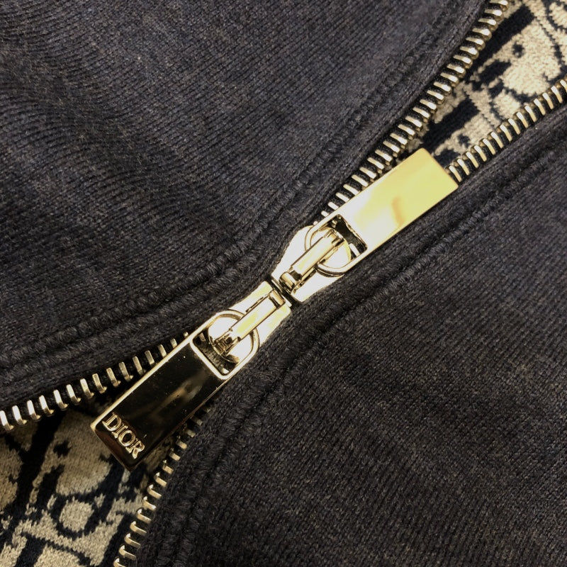クリスチャン・ディオール Christian Dior オブリーク総柄 ジップアップパーカー 113M221AT225 ネイビー コットン/カシミヤ メンズ パーカー