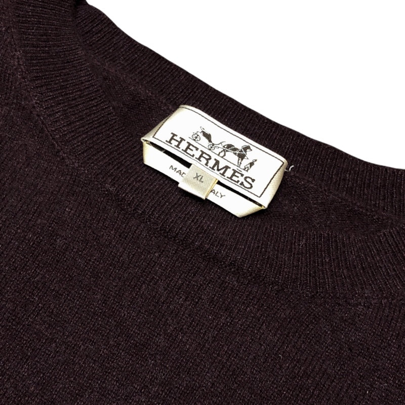 エルメス HERMES カシミヤ デザインニットセーター ボルドー カシミヤ メンズ ニット