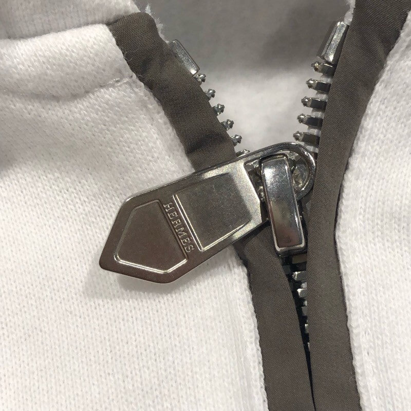 エルメス HERMES ナイロン切替ジップスウェットパーカー ホワイト コットン メンズ パーカー