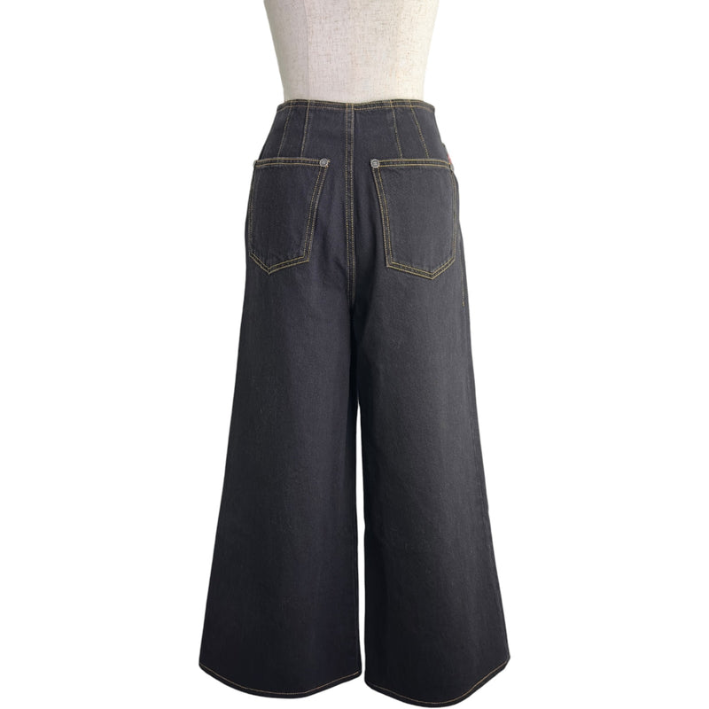 シャネル CHANEL ツイードポケットワイドデニムパンツ P73045 ブラック
