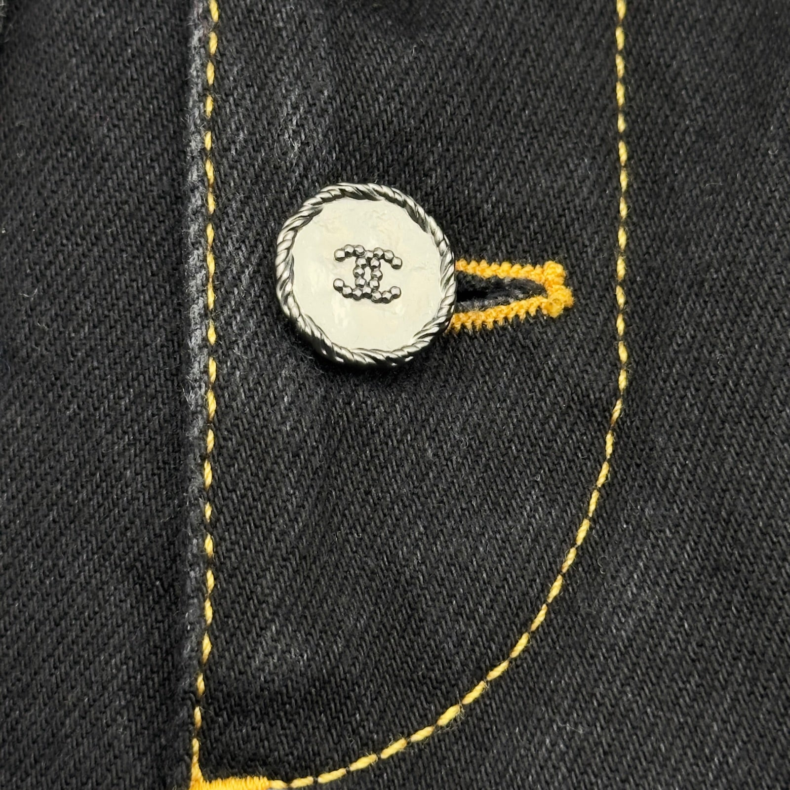 シャネル CHANEL ツイードポケットワイドデニムパンツ P73045 ブラック