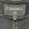 シャネル CHANEL ツイードポケットワイドデニムパンツ P73045 ブラック コットン レディース デニムパンツ